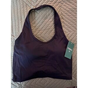 NEW Halara Womens Black Halter Crisscross Lace Up Backless Athletic Sports Bra